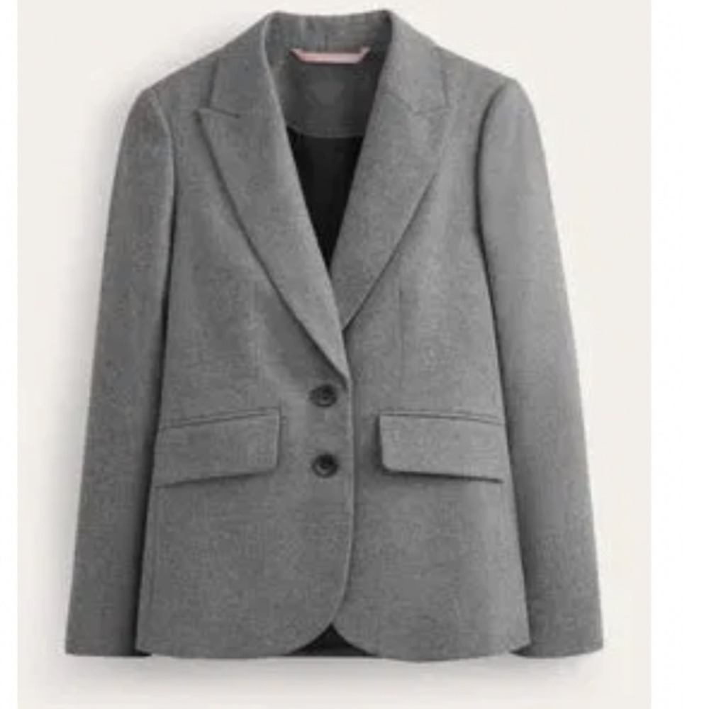 Boden Marylebone Wool Blazer Grey Nova Fides Italian Fabric US 16-18R